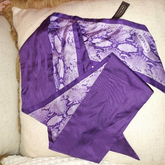 Coach Purple Snake Print Silk Scarf Sash - Picture 6 of 11